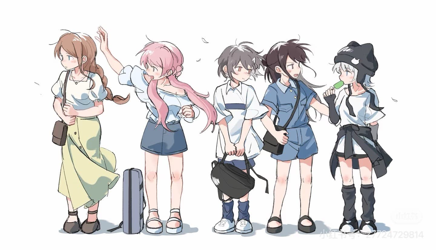 The five MyGO!!!!! band members together